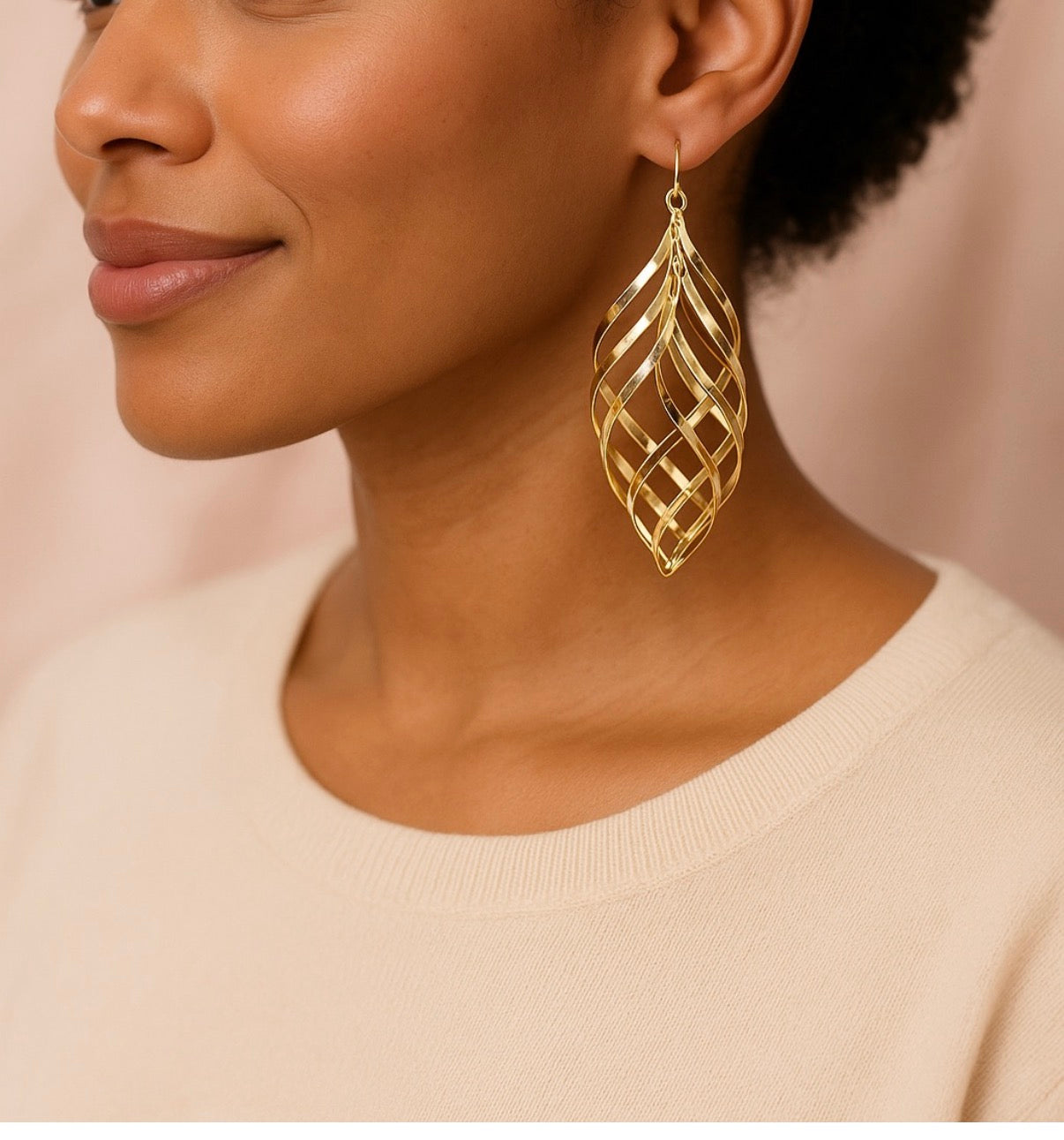 Amani Gold Leaf Drop Earrings