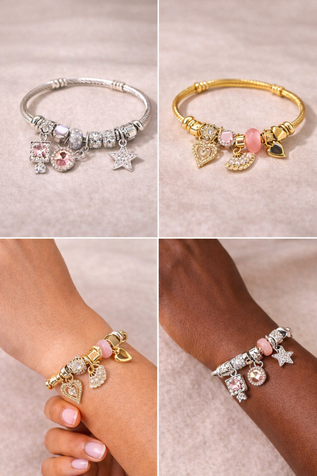 Aurora Crystal Charm Cuff Bracelet