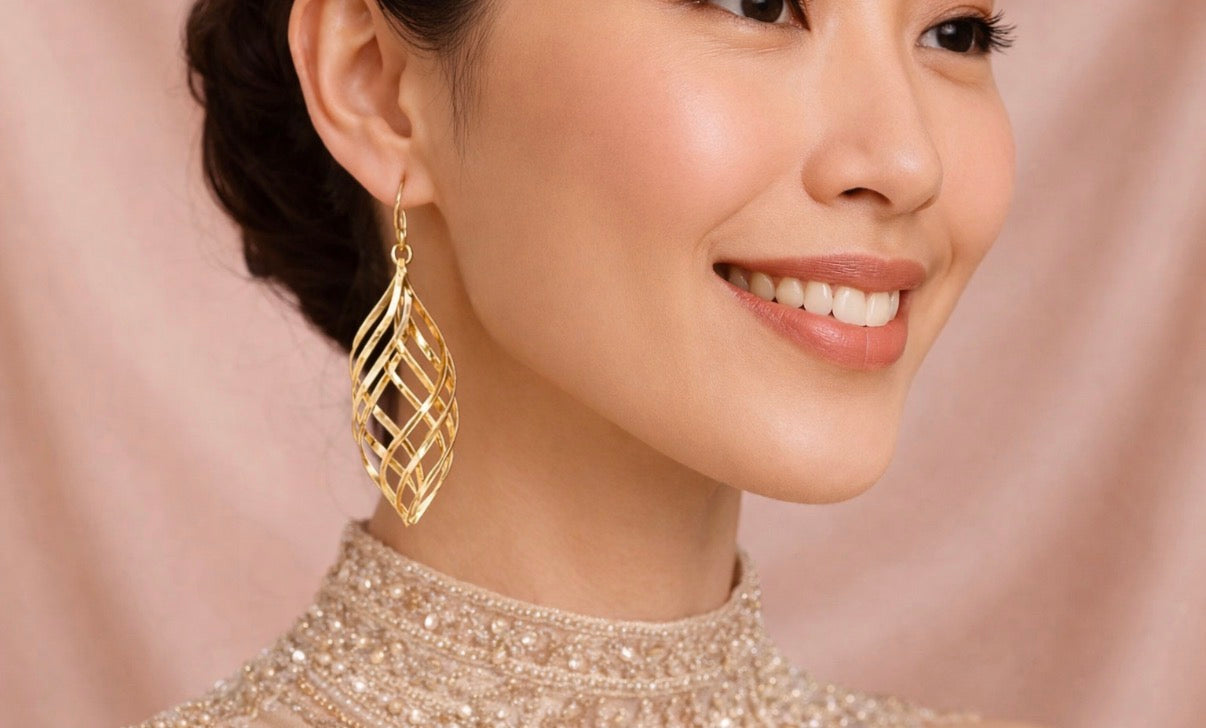 Amani Gold Leaf Drop Earrings