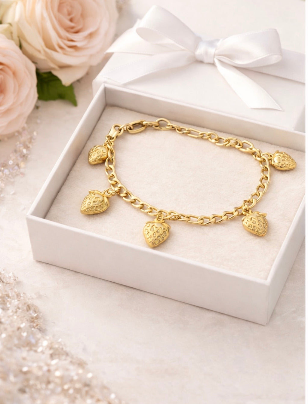 Zuri Strawberry Charm Figaro Bracelet